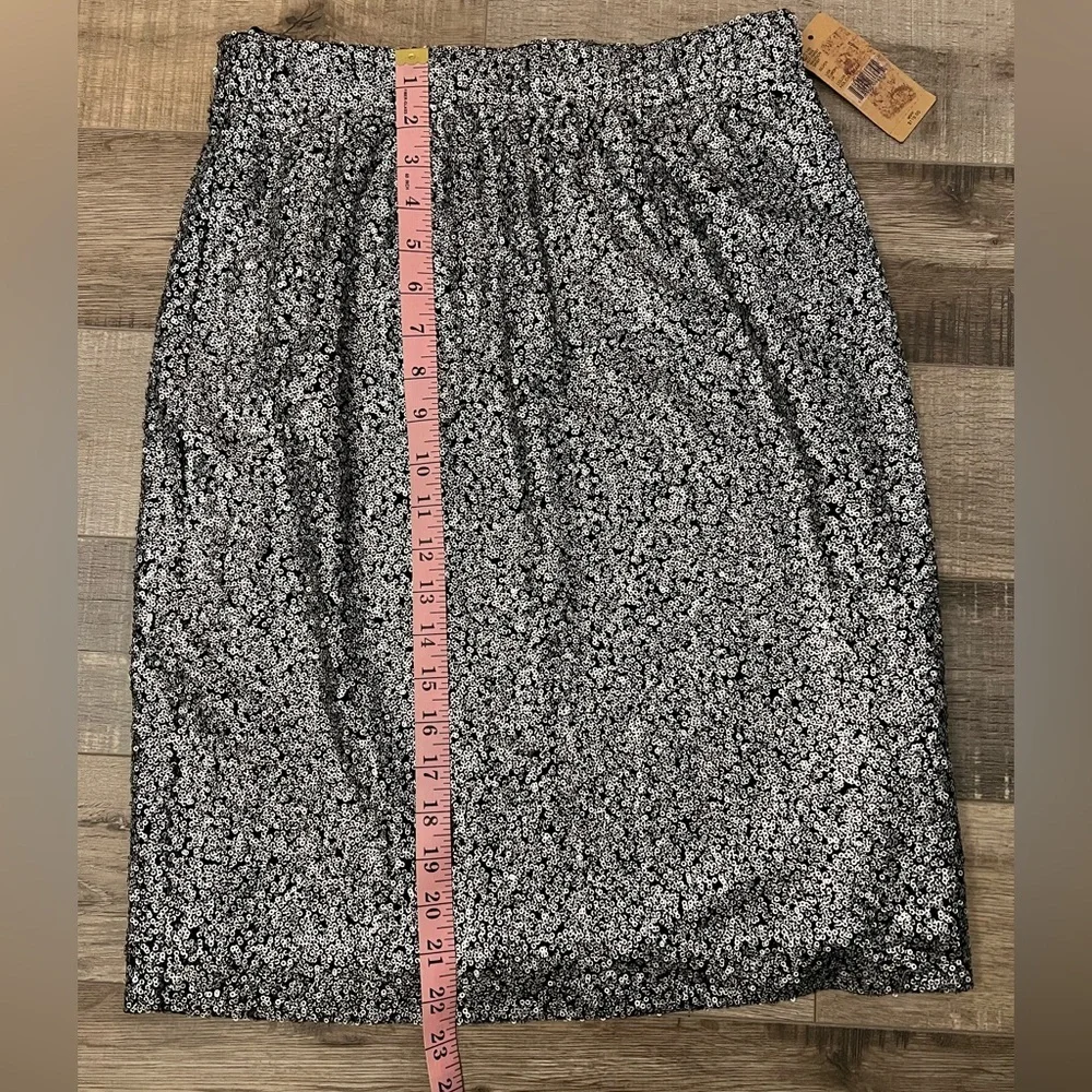 Daniel Cremieux silver and black sequin lined Pencil Skirt Sz S NWT